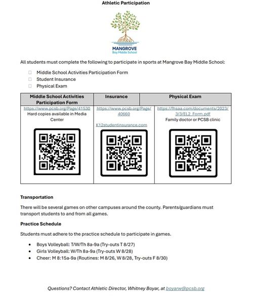 Athletic Participation Forms, Insurance, and Physical Exam